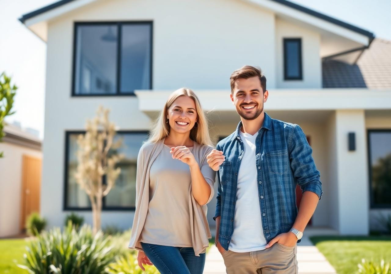 Australian couple celebrating the purchase of their new home with the help of Ladder Finance mortgage broking services